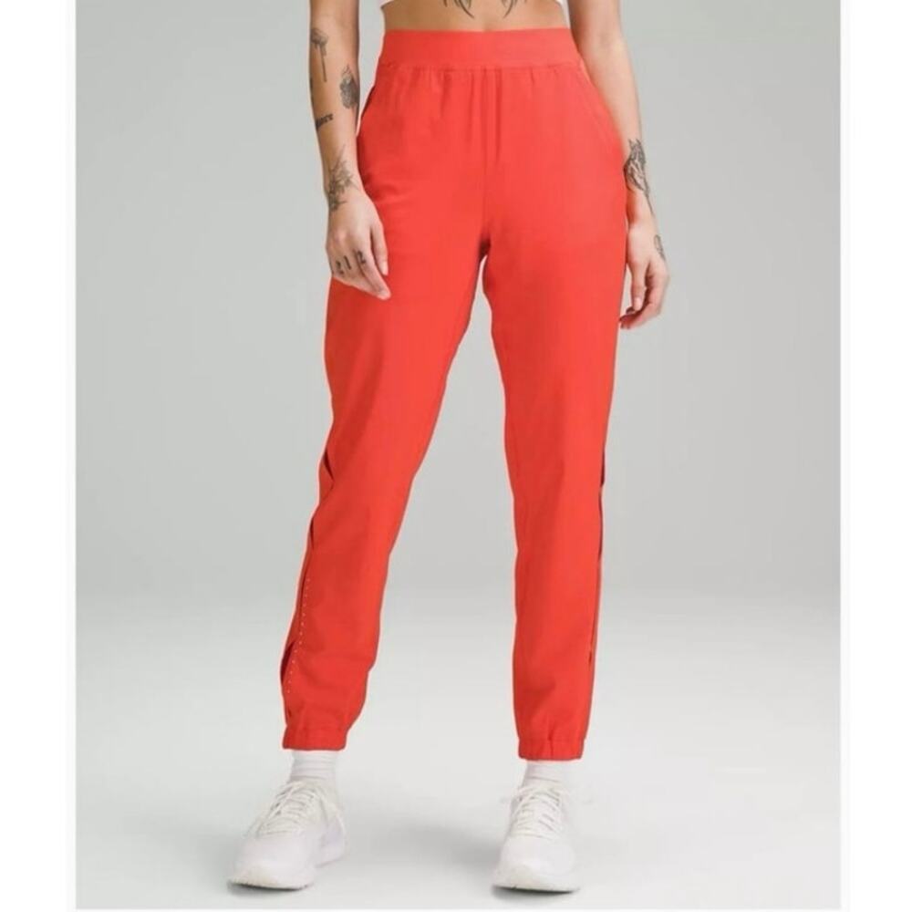 Lululemon Adapted State High Rise Orange Red Airflow Joggers, Size 8